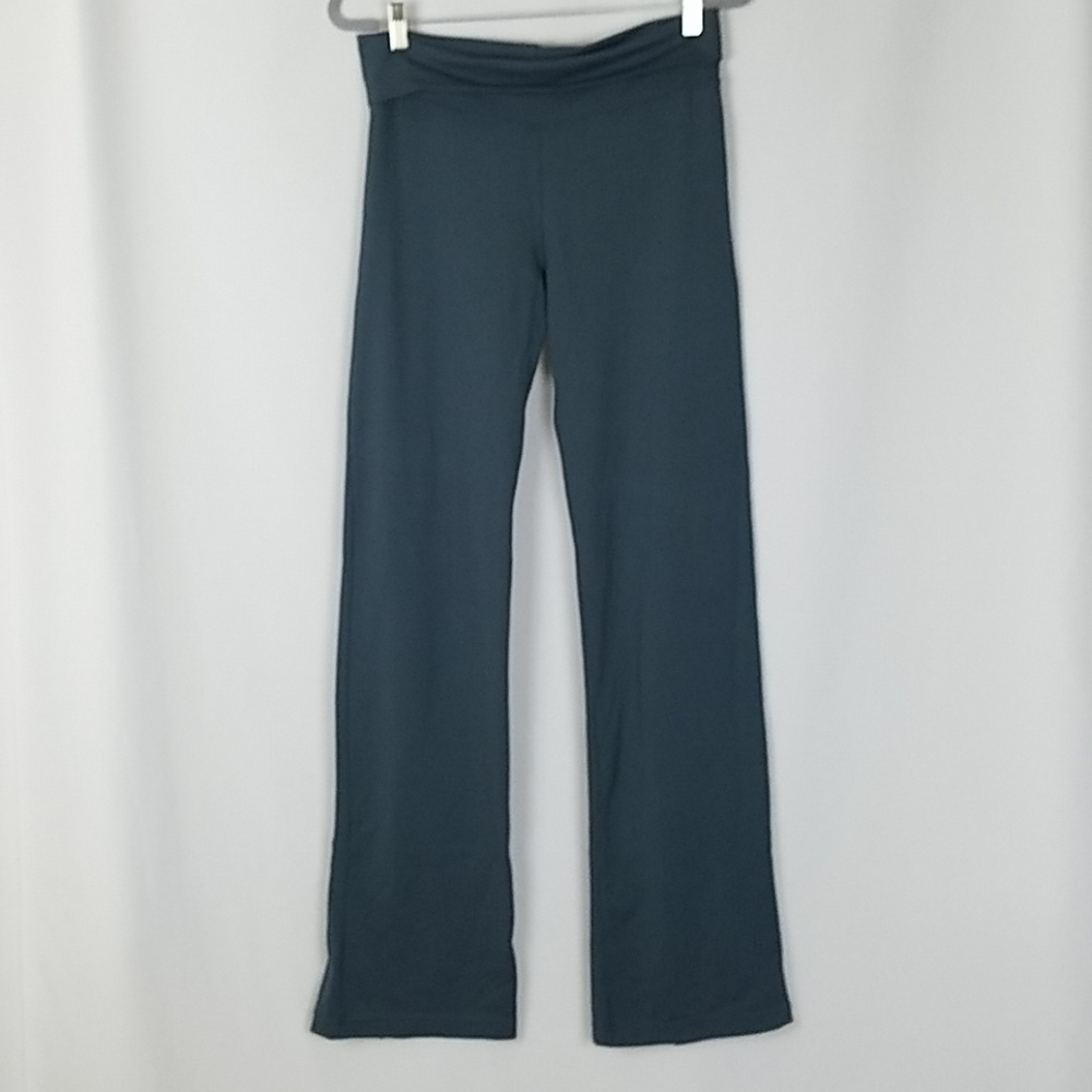 PrAna women L gray foldover waist split calf yoga pants activewear gorpcore